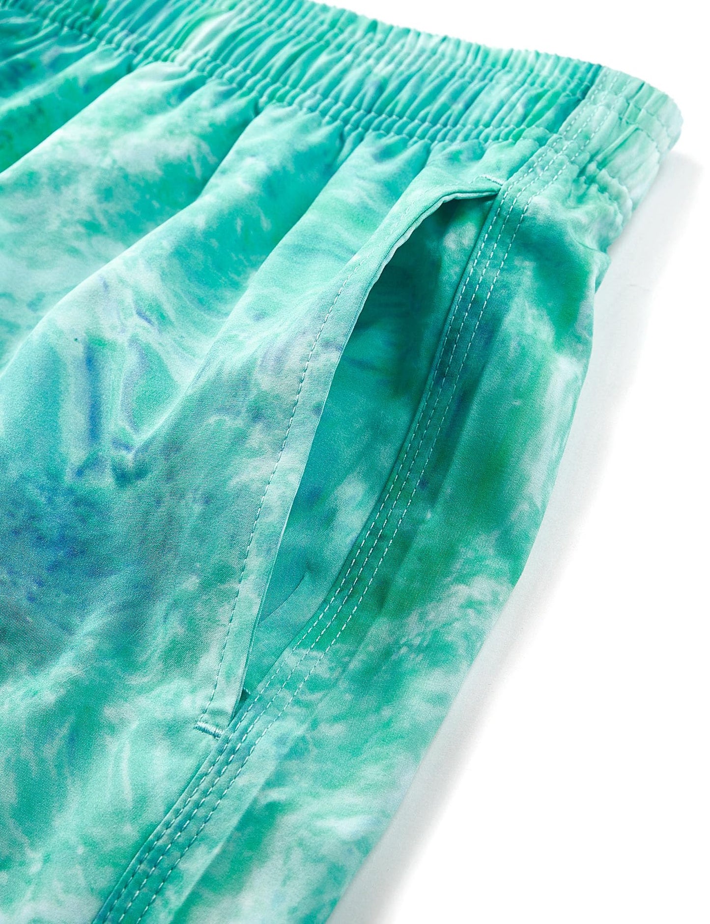 ELETOP Men's Swim Trunks Quick Dry Bathing Suit Swimming Board Shorts Mesh Lining Beach Swimwear Oil Painting Green S