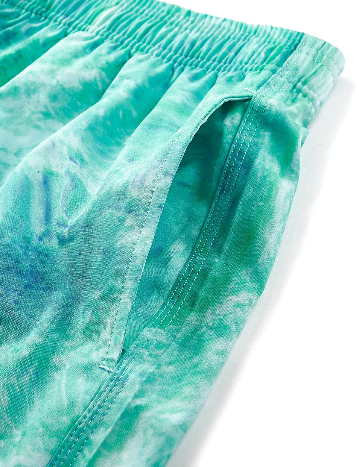ELETOP Men's Swim Trunks Quick Dry Bathing Suit Swimming Board Shorts Mesh Lining Beach Swimwear Oil Painting Green M