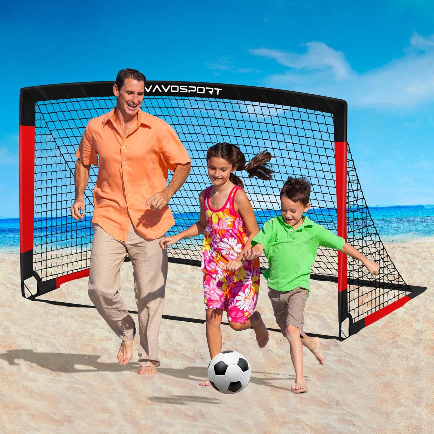 Kids Soccer Goals for Backyard Set, 2 of 6x4 ft Portable Pop Up Soccer Goal Training Equipment, Soccer Net with Soccer Ball, Ladder, Cones, Soccer Set for Youth Toddler Games, Sports