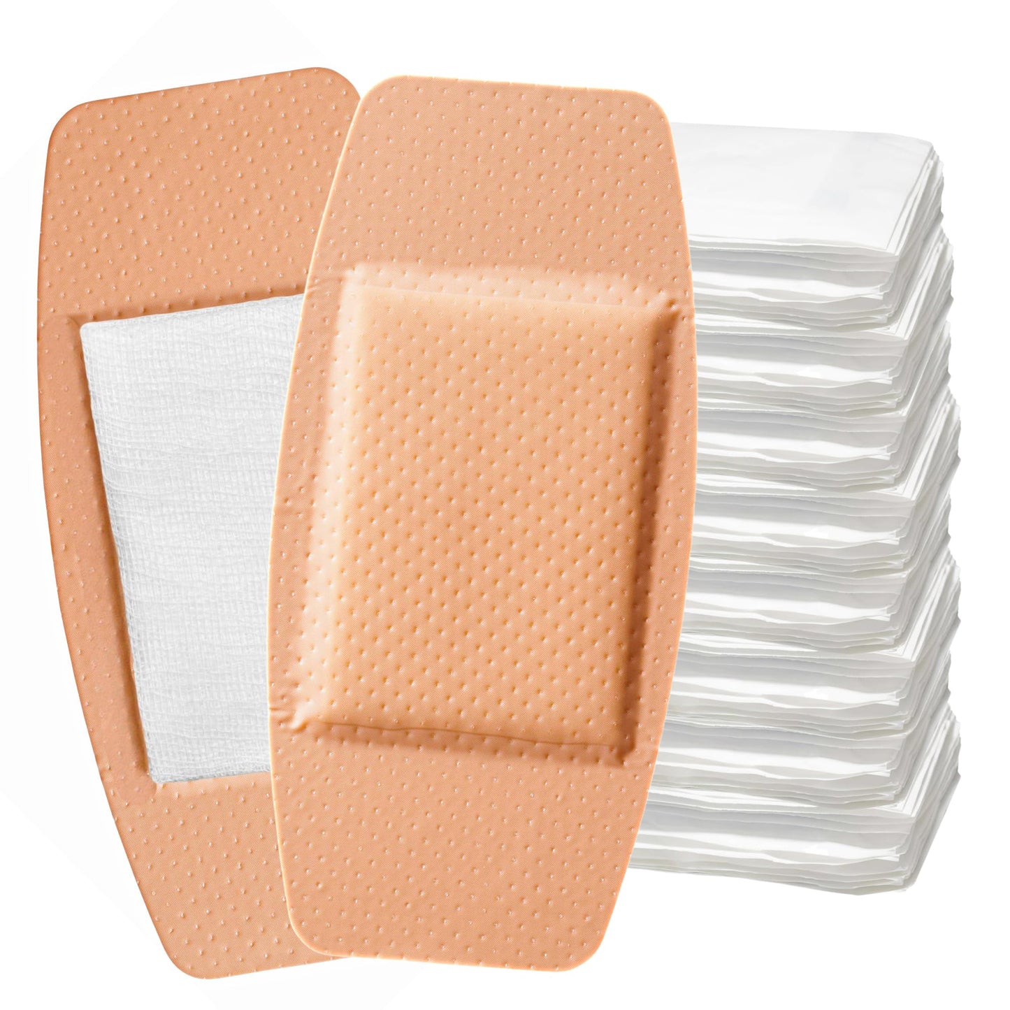 Vakly Extra Large Adhesive Bandages 2 x 4.5 in (100 Pack) – Sterile Sheer Plastic Bandages with Non-Stick Pad, Breathable Flexible 4-Sided Seal, Latex-Free First Aid Wound Care