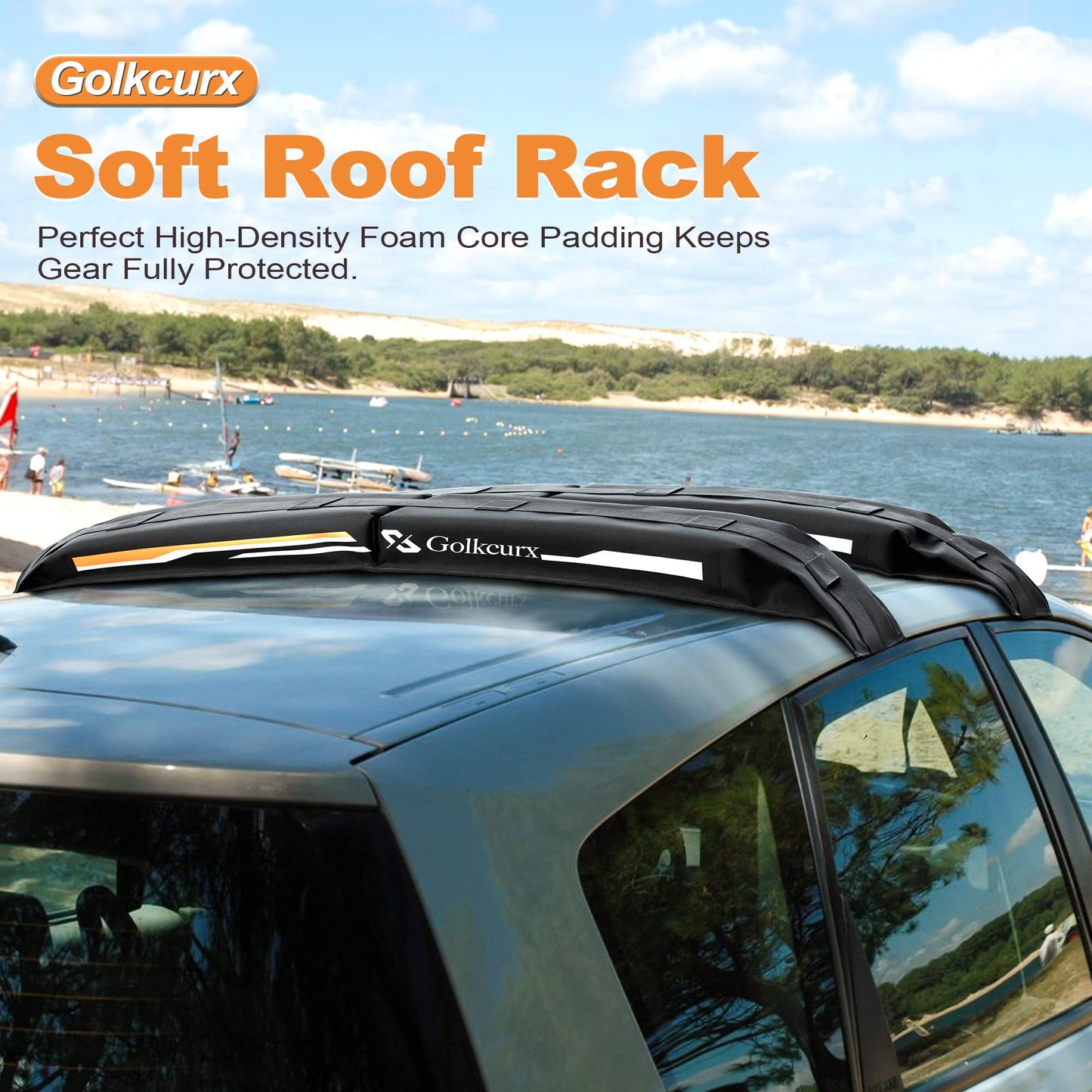 Golkcurx Universal Soft Roof Rack Pads for Kayak(Black)