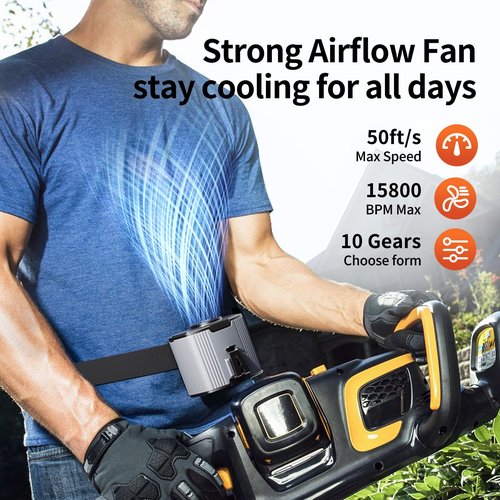 Waist fan,Portable Fan Rechargeable,Strong Airflow Mini Wearable Belt Fans,10 Speed Portable Neck Fans,Outdoor,Camping,Jobsite,Fishing,Travel (Grey)
