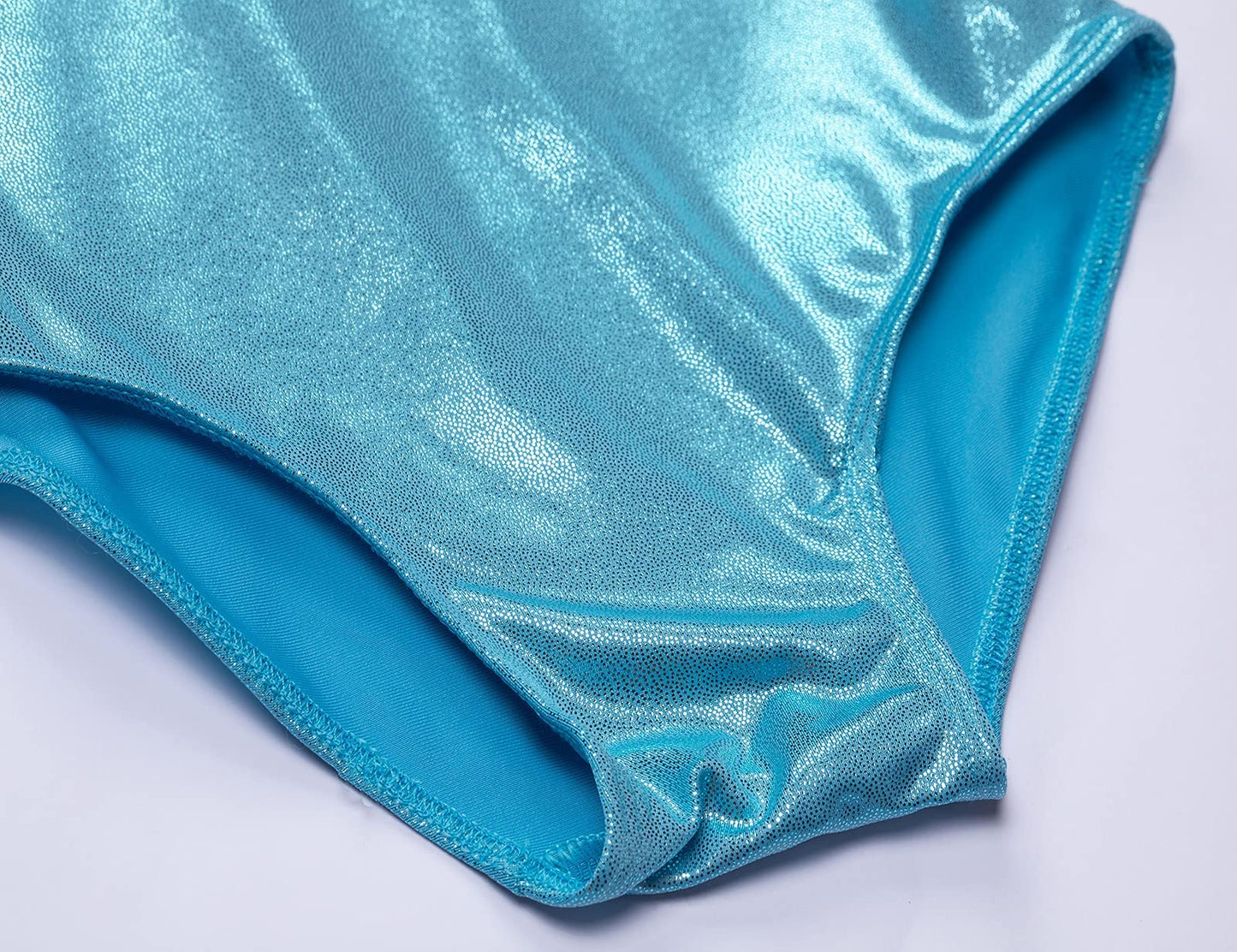 Domusgo Gymnastics Leotards for Girls 6-7 Years Old Blue Sparkly One Piece Tumbling Outfits