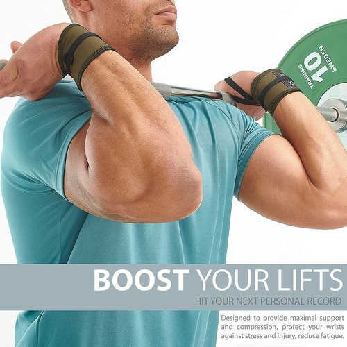 WARM BODY COLD MIND - Premium Cotton Weight Lifting Wrist Wraps for Cross Training, Powerlifting, Deadlift, Weightlifting, Gym, Wrist Straps, Workout, Fitness, Heavy-Duty Suppor (Military)