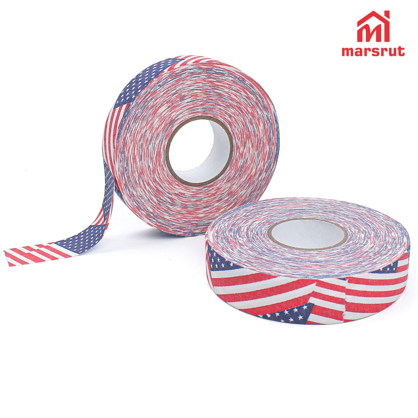 2 Rolls Hockey Stick Tape, Colored Cloth Grip 1"x27yds Multipurpose for Baseball Athletic Sports Lacrosse Softball Bats Rackets Pullup Bars Gardening Tools Hand Taping Easy to Tear, Stretch (USA Flag)