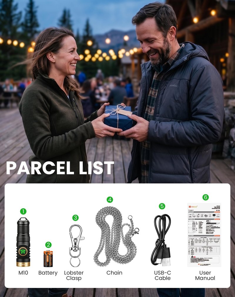 Yemao Rechargeable Keychain Flashlight with Chain, 600 Lumens Mini LED Flashlight,Small EDC Light Easy take with Pocket or Attach to Keyring, Bag, for Everyday Carry and Emergency(Mini)