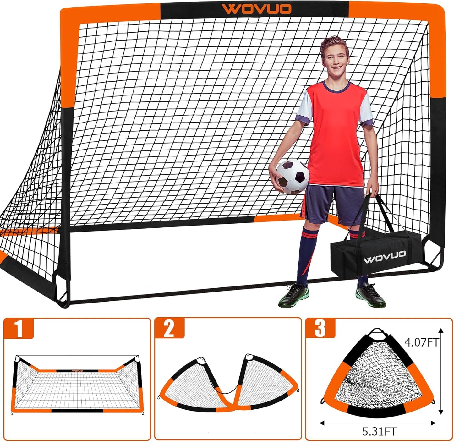 Kids Soccer Goals for Backyard Set of 2, 6x4 ft Portable Toddler Soccer Goal Training Equipment with Soccer Target, Ball, Cones, Soccer Net for Kids Age 3-5 6-8 8-12 10-12-14 Outdoor Sports Games Gift