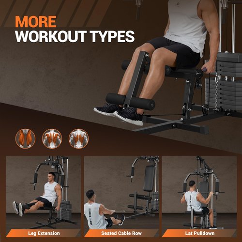 Multifunctional Home Gym Equipment for Home Gym, Workout Station with 150LBS Weight Stack, Exercise Machine for Full Body Traning with Pulley System