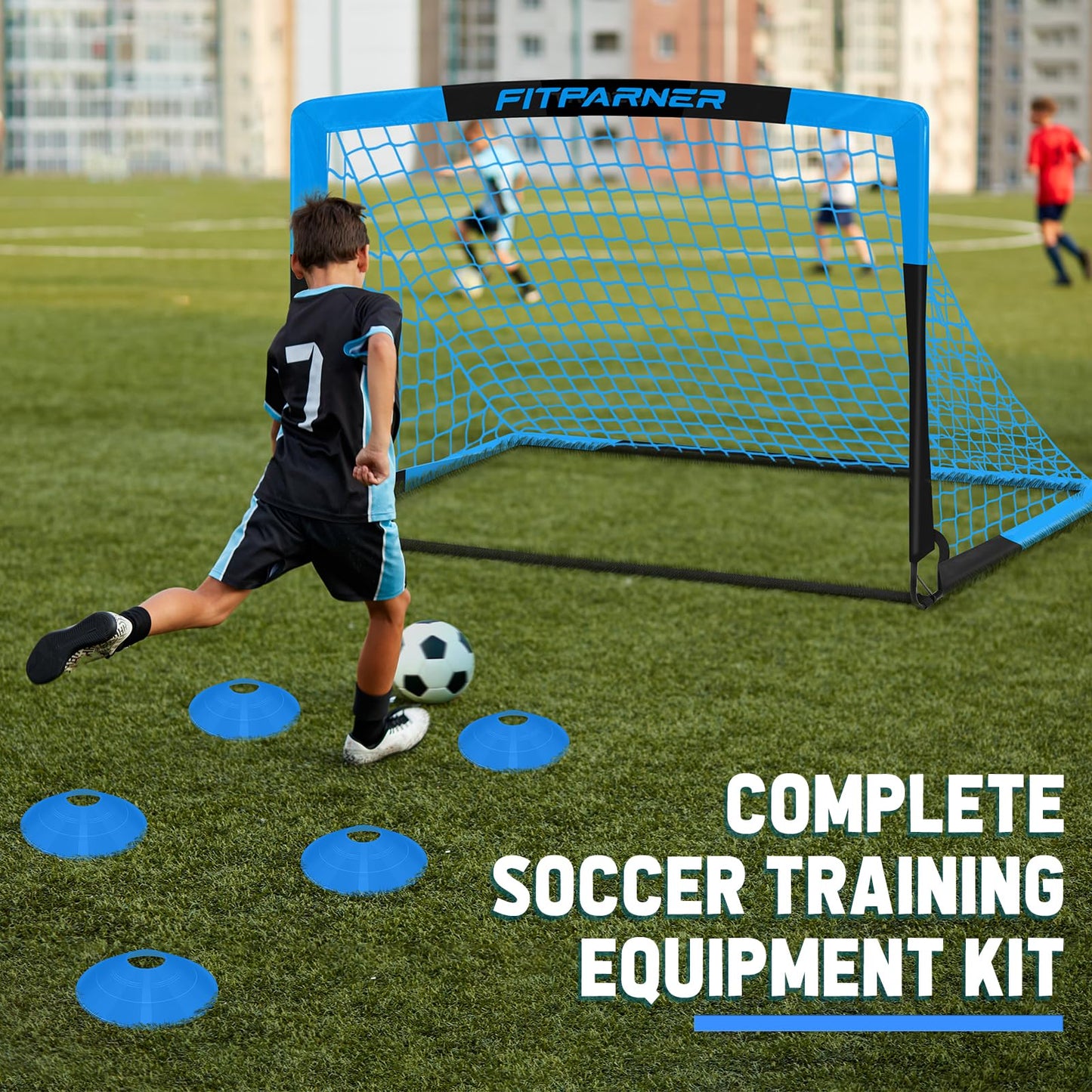 Kids Soccer Goals for Backyard Set - 2 Set of 4X3 ft Soccer Nets for Kids Age 3-14,Portable Pop Up Soccer Training Equipment Kit with Soccer Ball,Cones for Toddler Youth Outdoor