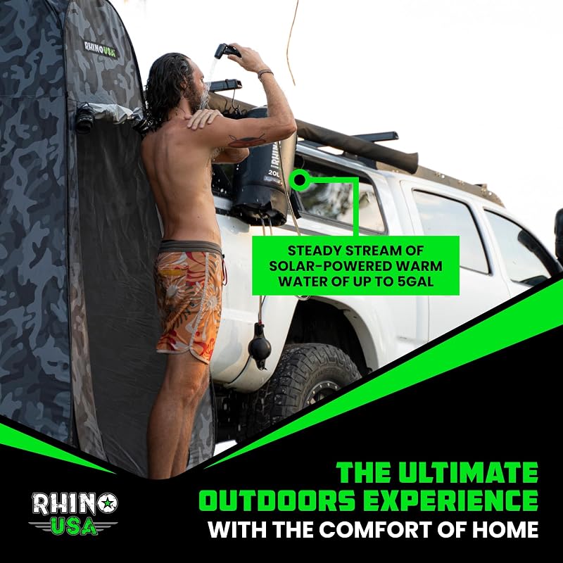 Rhino USA Portable Solar Camp Shower 5 Gal/20L - Black