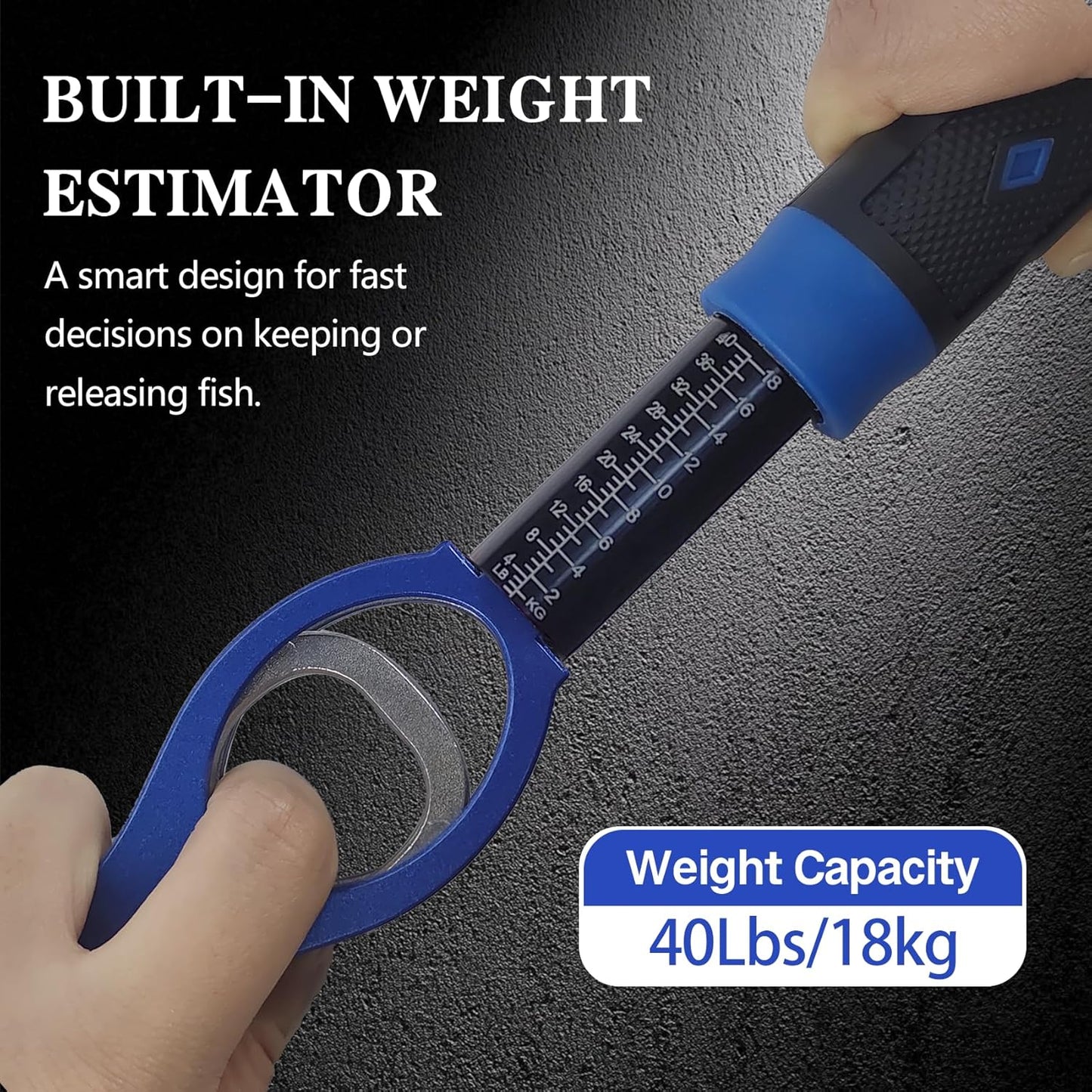 11.4'' Heavy-Duty Fish Gripper with Scale Rustproof Aluminum Body, Non-Slip Rubber Handle, Built-in Weight Estimator & Wrist Lanyard