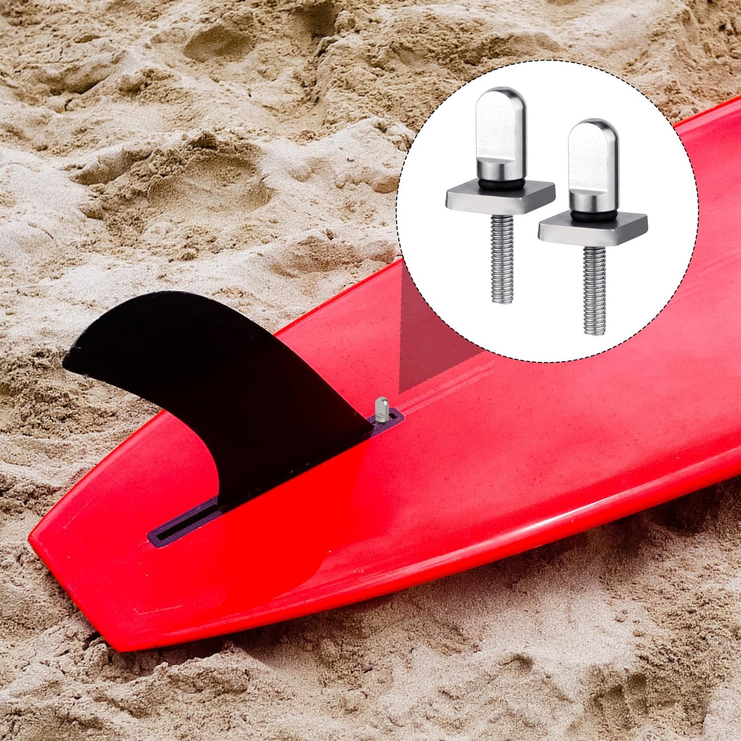 10pcs Surfboard Fin Screws, 316 Stainless Steel Paddle Board Fin Screw and Plate Surfboard Surfing Accessories with O-Rings for Surf Longboard & SUP