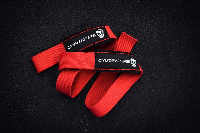 Gymreapers Lifting Wrist Straps for Weightlifting, Bodybuilding, Powerlifting, Strength Training, & Deadlifts - Padded Neoprene with 18" Cotton (Red)
