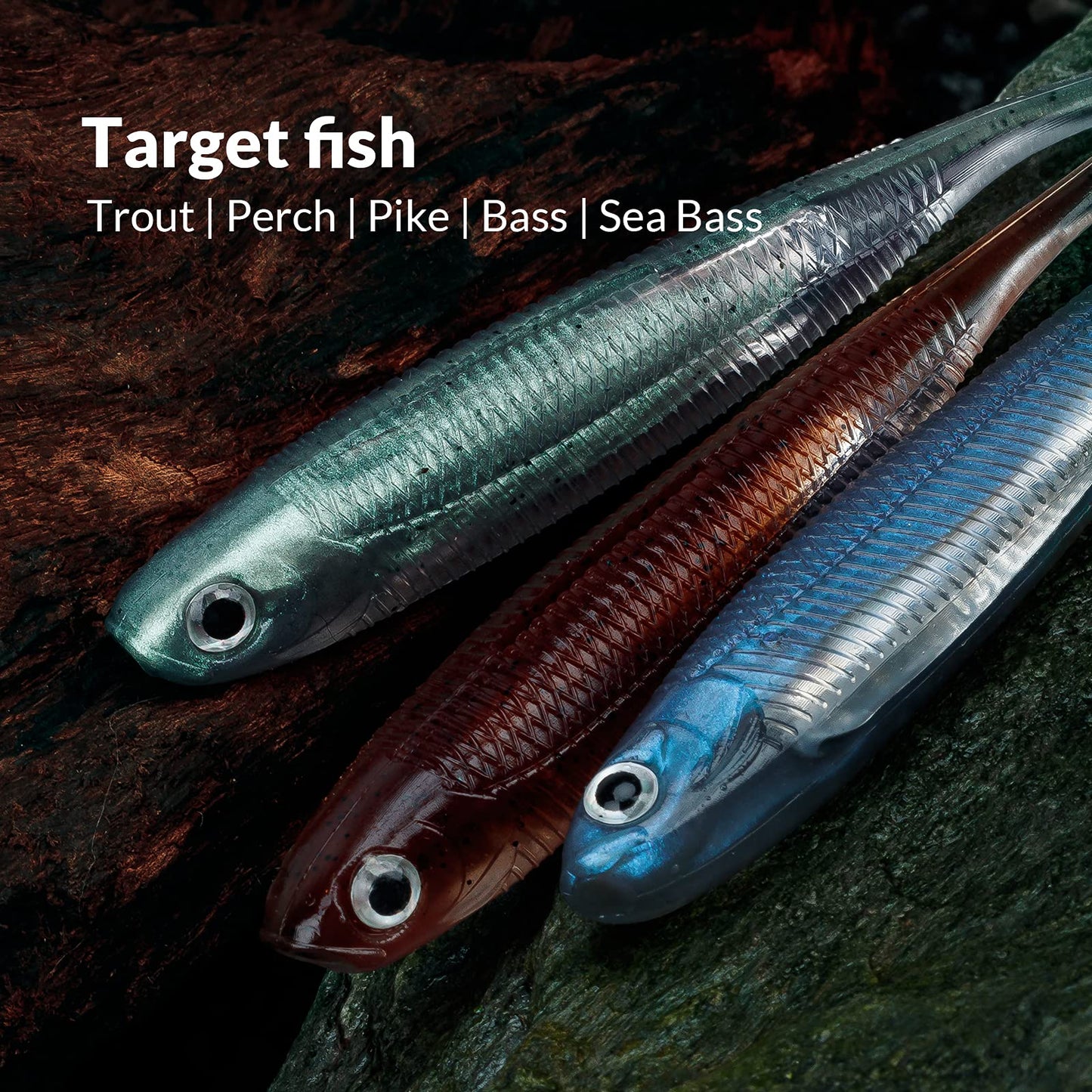 QualyQualy Soft Plastic Swimbait Paddle Tail Soft Lures 2.75" Shad Lure Shad Bait Bass Bait Shad Minnow Soft Swim Bait for Bass Trout Walleye Crappie Pike (5#, 2.75in - 6Pcs)