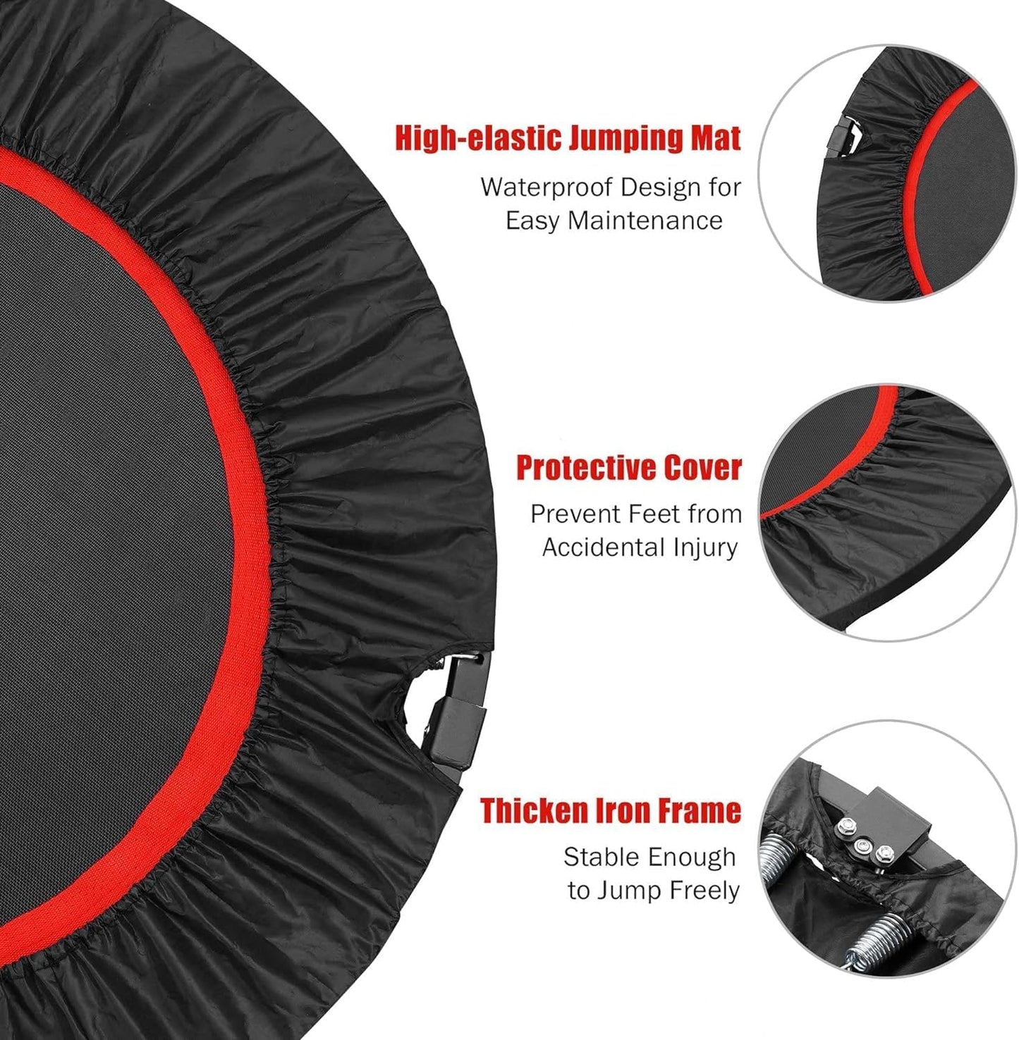 HYD-Parts 40" Mini Trampoline for Adults and Kids Exercise Rebounder Trampoline with Adjustable Bar Fitness Trampoline Indoor & Outdoor, Max Load 330lbs