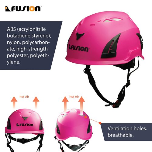 Fusion Climb Meka II Climbing and Zipline Safety Helmet - Pink, 6.25-Inch H x 10.3-Inch L x 8.25-Inch W