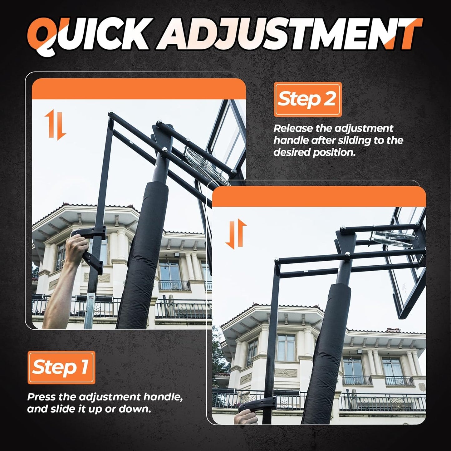 10 FT Basketball Hoop Outdoor Basketball Goal Portable Adjustable Basketball Hoop for Adults Youth in Backyard, Driveway, Indoor, 44 Inch PC Shatterproof Backboard