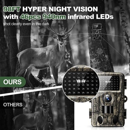 MRSCRET WiFi Trail Camera,4K 60MP Game Cameras with Night Vision Motion Activated Waterproof,Trail Camera Sends Picture to Cell Phone,Suitable for Outdoor Wildlife Detection, Monitoring Home Security