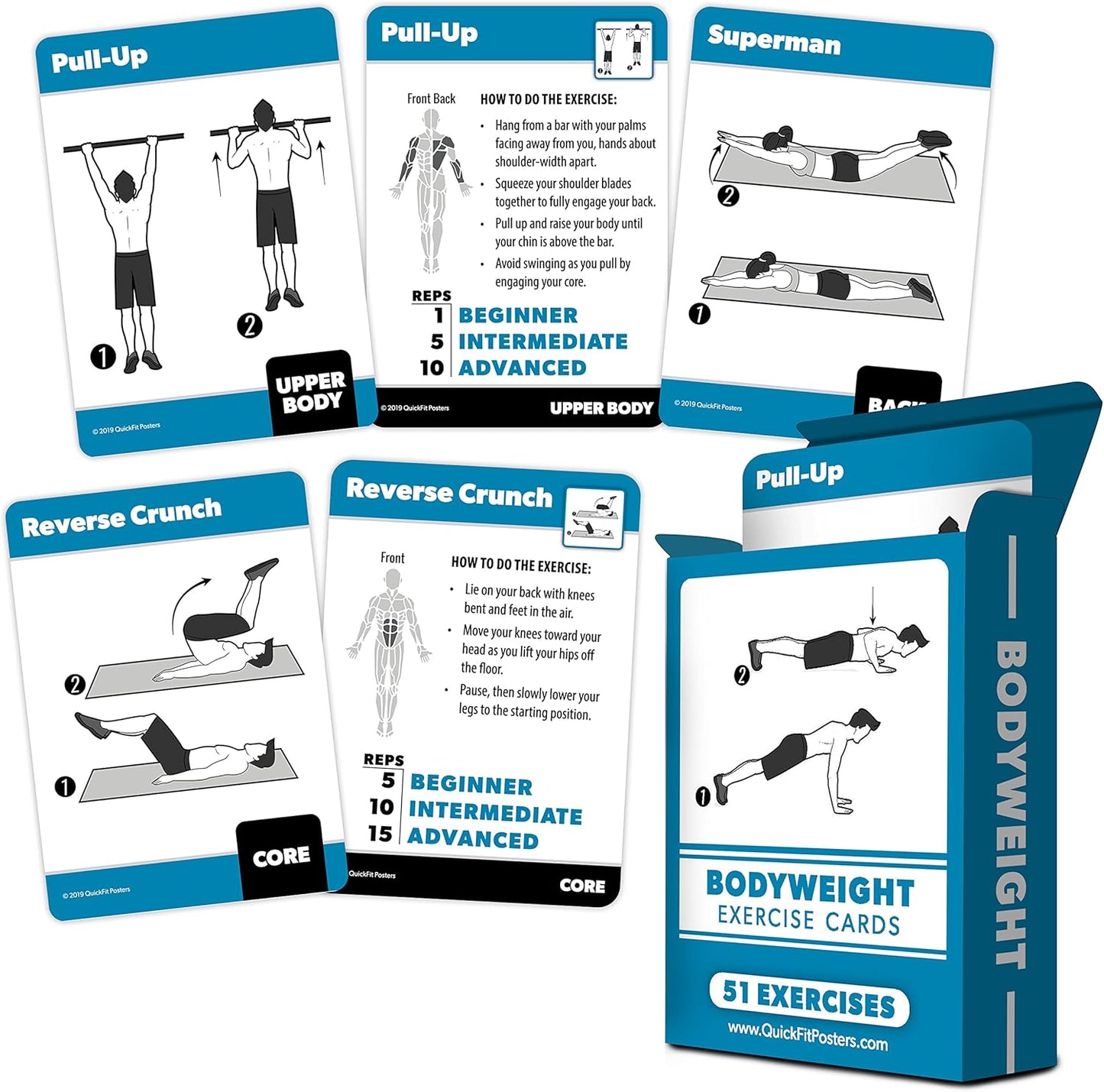 3 Pack - Exercise Cards - Yoga Poses Volume 1 & 2 + Bodyweight Exercises - Yoga Positions and Body Weight Workout Fitness Cards - 2.5" x 3.5"