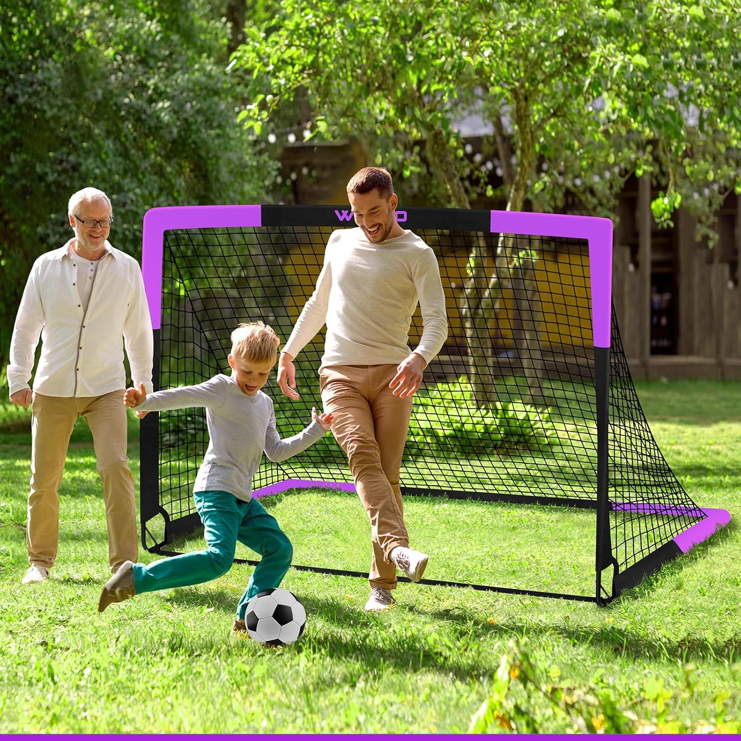 Kids Soccer Goals for Backyard Set of 2, 6x4 ft Portable Toddler Soccer Goal Training Equipment with Soccer Target, Ball, Cones, Soccer Net for Kids Age 3-5 6-8 8-12 10-12-14 Outdoor Sports Games Gift