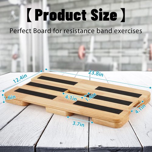 Retyion Wooden Exercise Board, Resistance Band Foot Plate with Non-slip Design, Wood Fitness Board for Resistance Band Training, Workout Bands, Balance, Stretching, Flexibility Exercise Home Gym