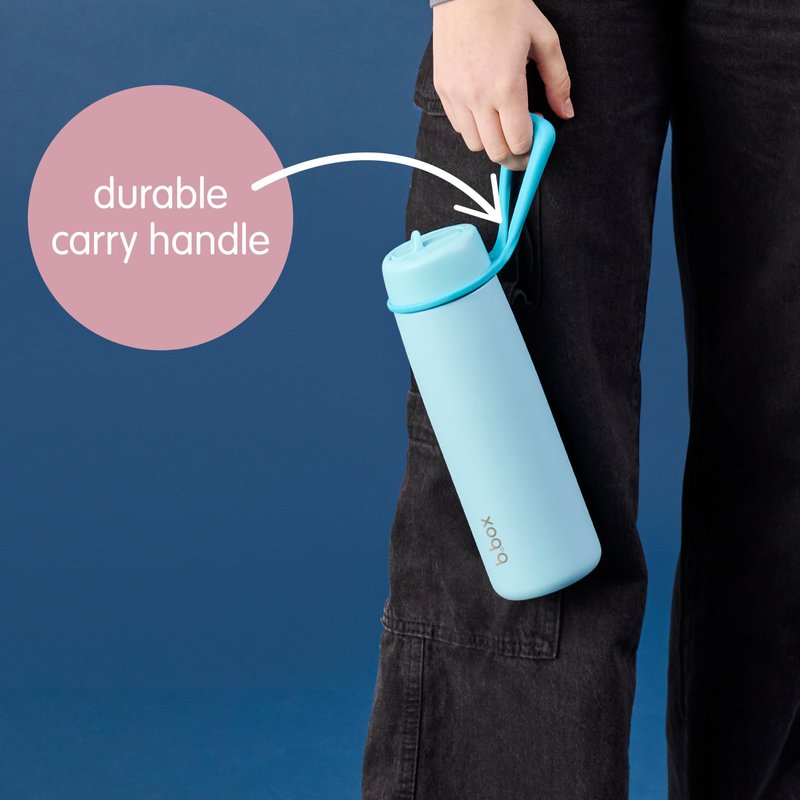 b.box 23oz Insulated Water Bottle w/Flip Top Lid for All Ages - 44 Hours Cold - Leak Proof Stainless Steel Water Bottle with Lid & Straw for Travel, Gym & School, BPA Free - Midnight