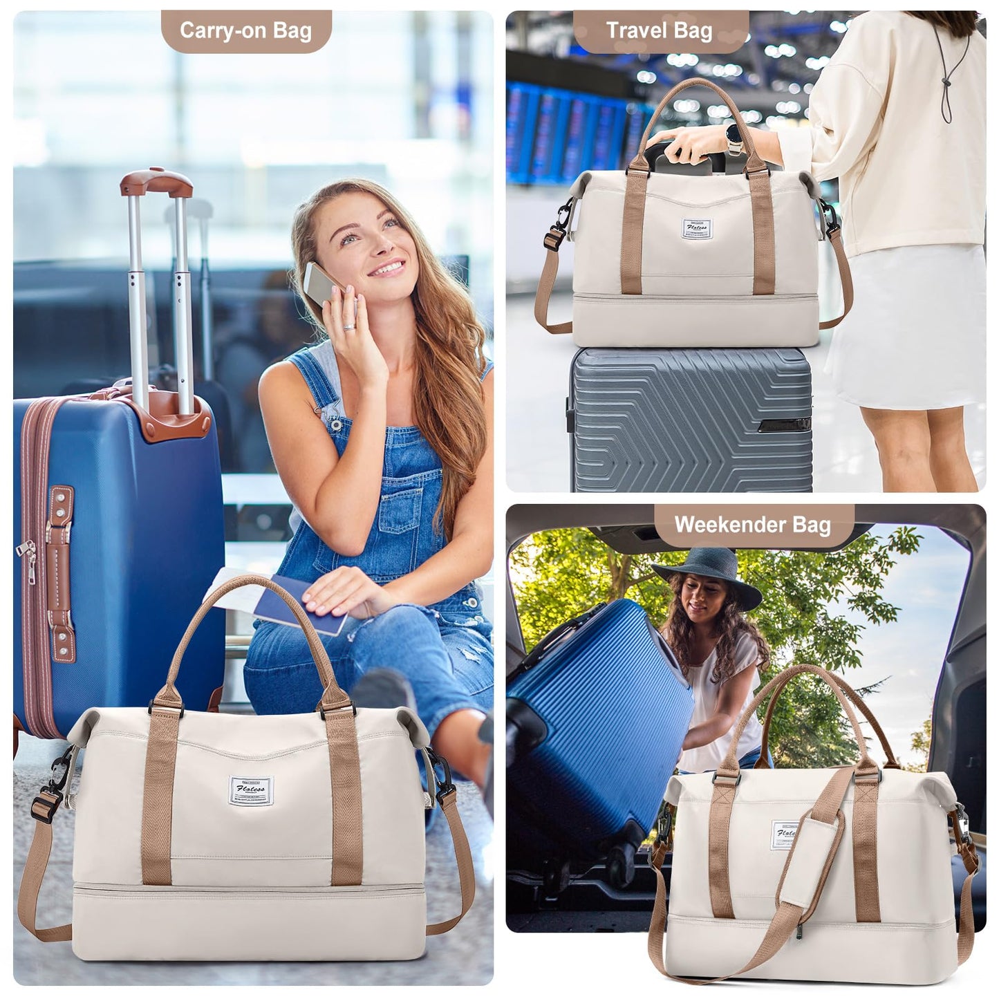 Travel Duffel Bag with Shoes Compartment,Weekender Bags for Women Travel