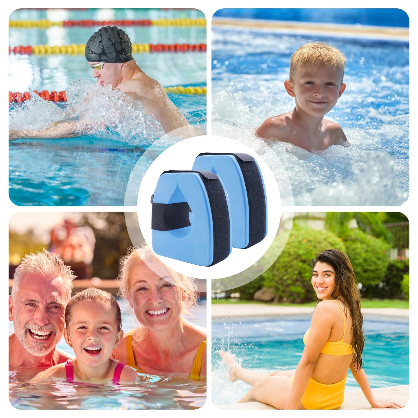 2 Pieces Float Discs Armbands, Foam Swimming Water Cuffs, Water Aerobics Float Ring - Portable Sleeves Bands for Waters Exercise Fitness Training Aquatic Sports Workout