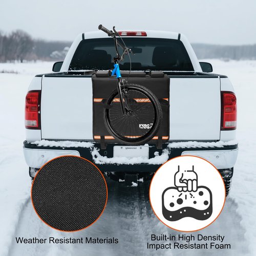 MDSTOP Tailgate Pad for Mountain Bike, Truck Tailgate Bike Protector with Reflective Strips, Scratch Resistant Pad Carries Up to 2 Bicycles, E-Bikes, BMX&Road Bikes (Black, M)