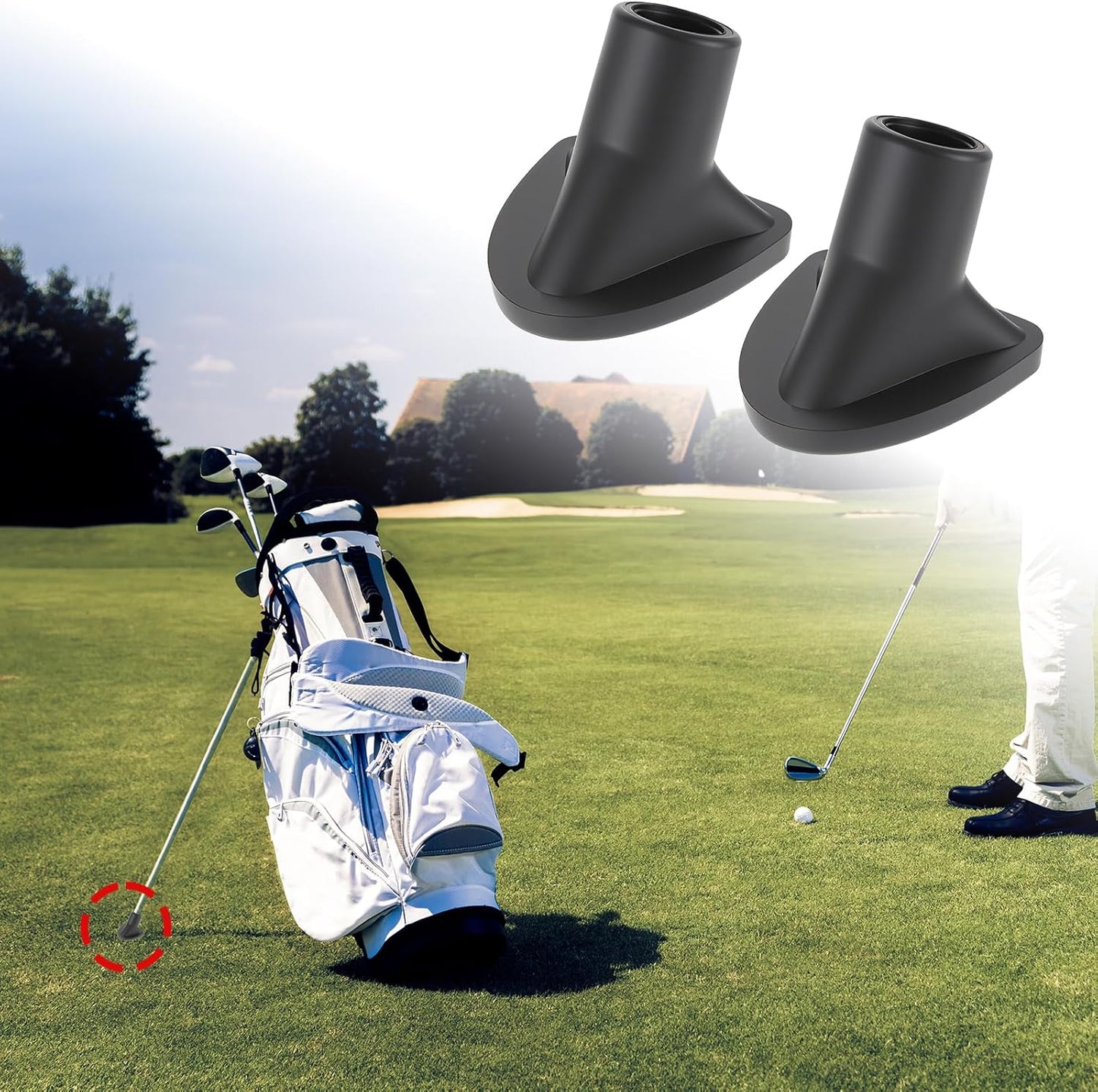2 Pcs Golf Bag Stand Replacement Feet Wear-Resistent Golf Bag Stand Attachment Accessories Strong Grip Easy to Install
