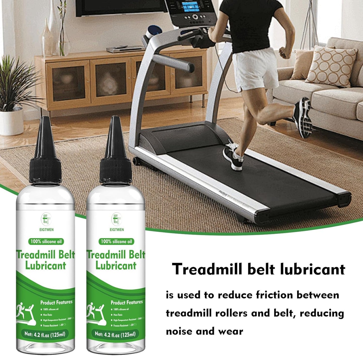 2 x 125ml Treadmill Lubricant for Belt, 100% Silicone Treadmill Oil, High Temperature Resistant Stable Treadmill Belt Lubricant, Treadmill Lube Suitable for Most Types of Treadmills