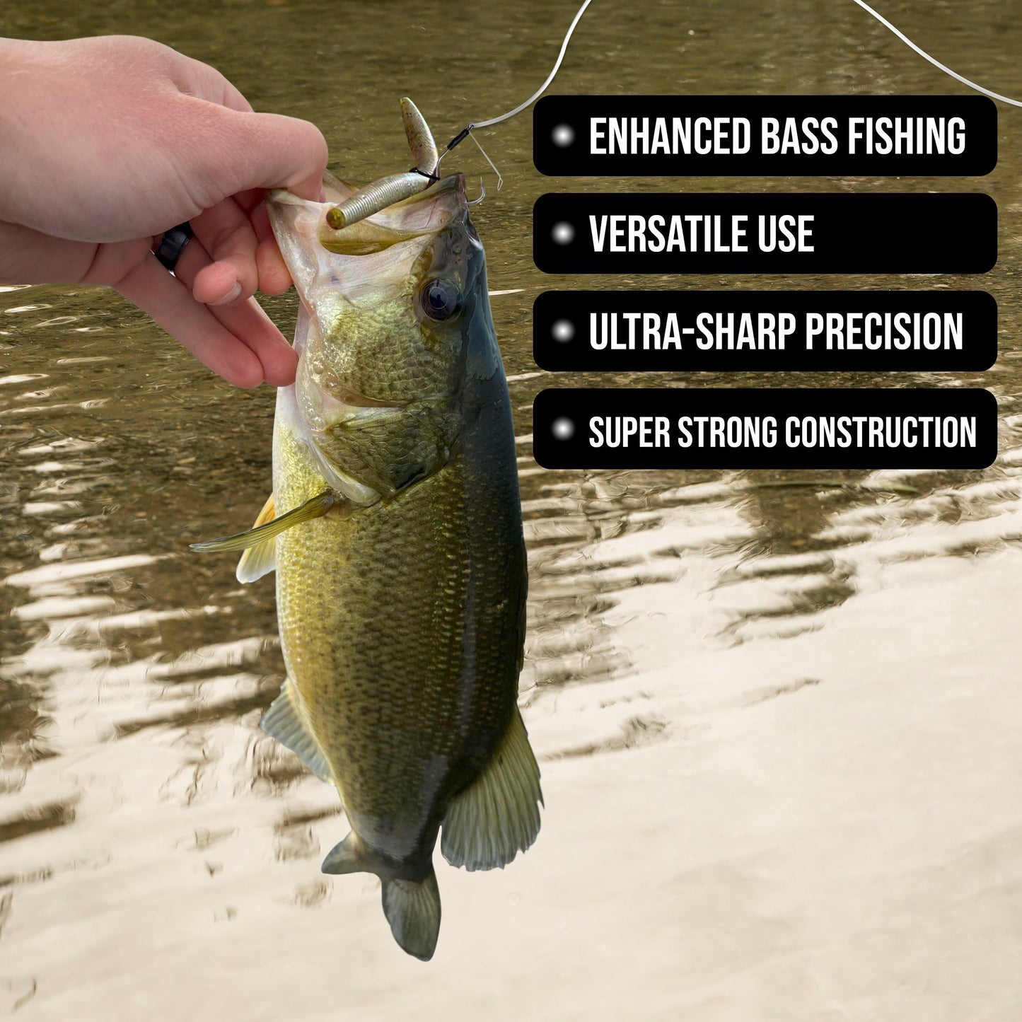 Reaction Tackle Wide Gap Wacky Hooks, Weedless Worm Hooks for Bass, High Carbon Steel Hooks for Stick Worm Soft Plastics, Neko Rig and Finesse Fishing - Size 1/0 Weedless Wire Guard (25-Pack)