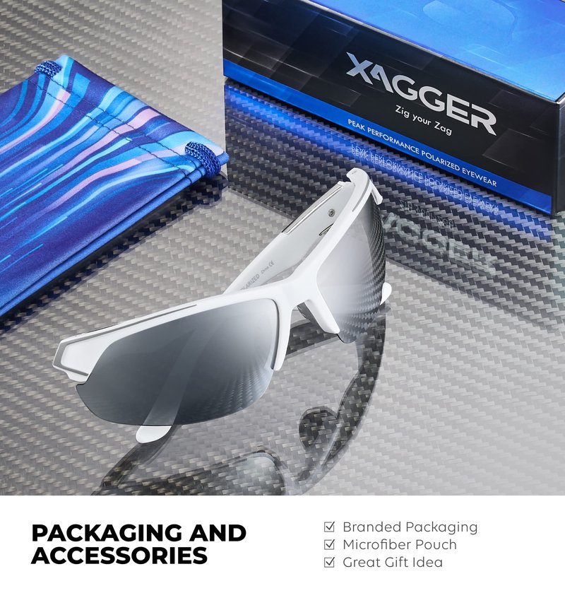 Xagger Polarized Sport Sunglasses for Men Women Wrap Around UV400 Running Baseball Softball Cycling Golf Hiking Fishing Driving Glasses