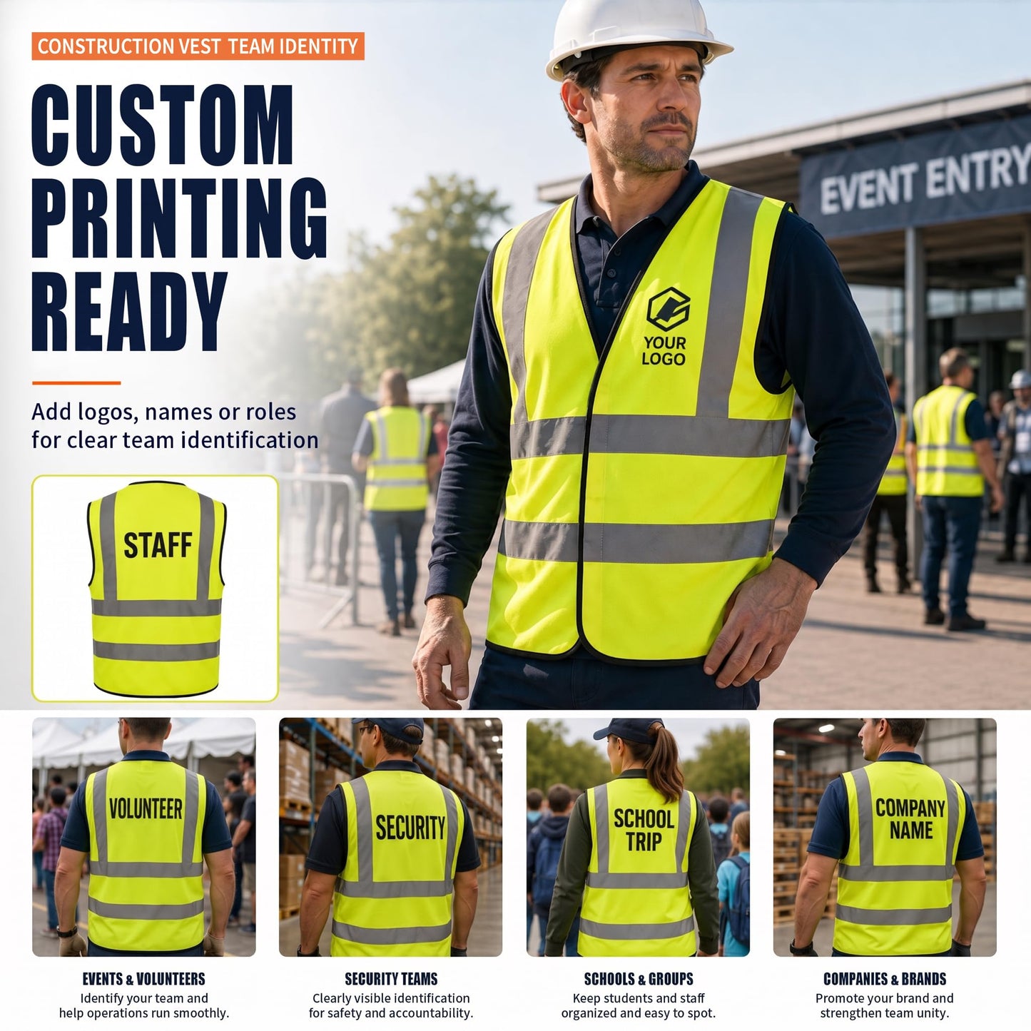 AYKRM safety vests reflective hook and loop