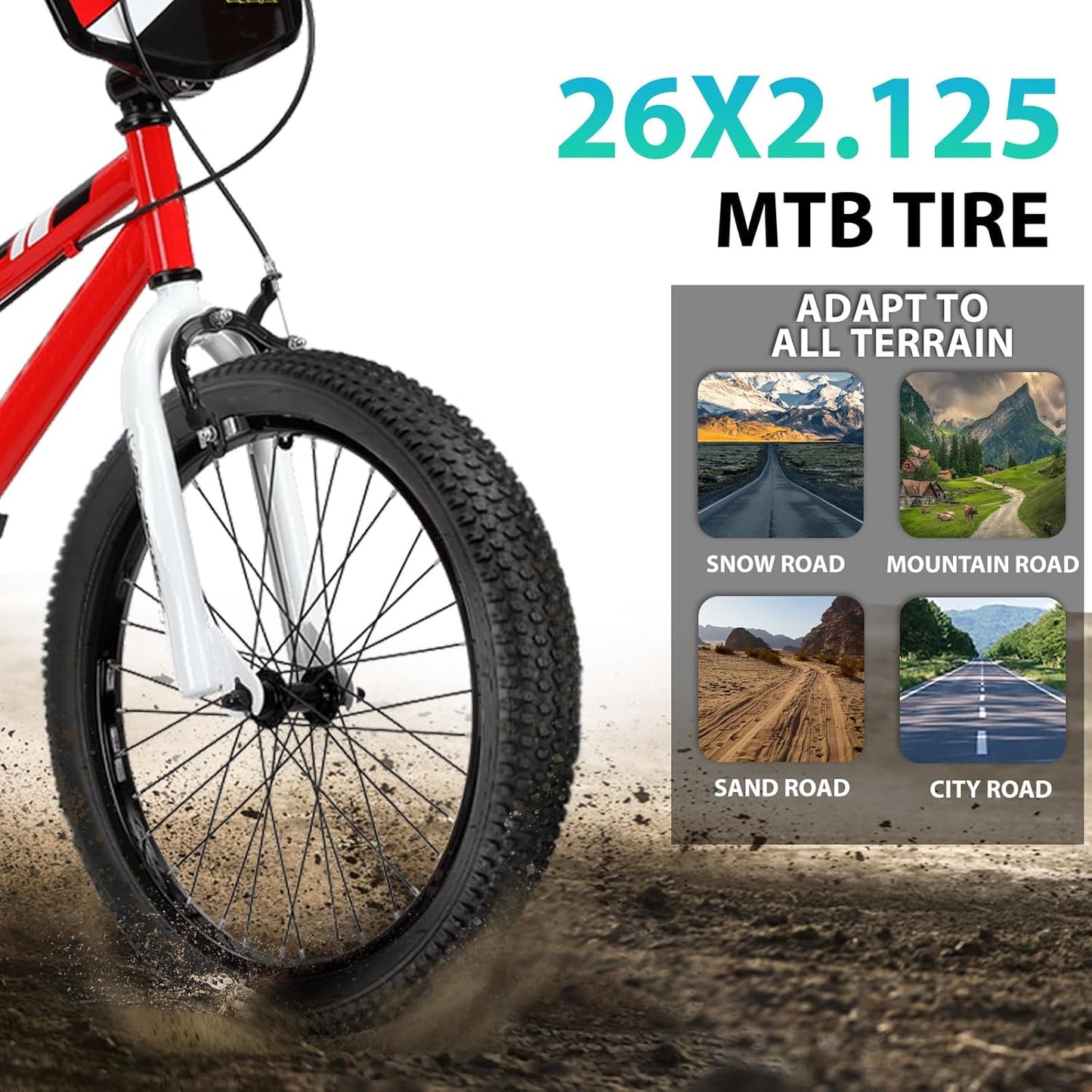 Hycline 2-Pack Mountain Bike Tires Set: 20/24/26/27.5-inch Folding Replacement Puncture-Resistant Bicycle Tires and Pair 20/24/26/27.5-inch Inner Tubes with Tire Levers for MTB Off-Road Bike
