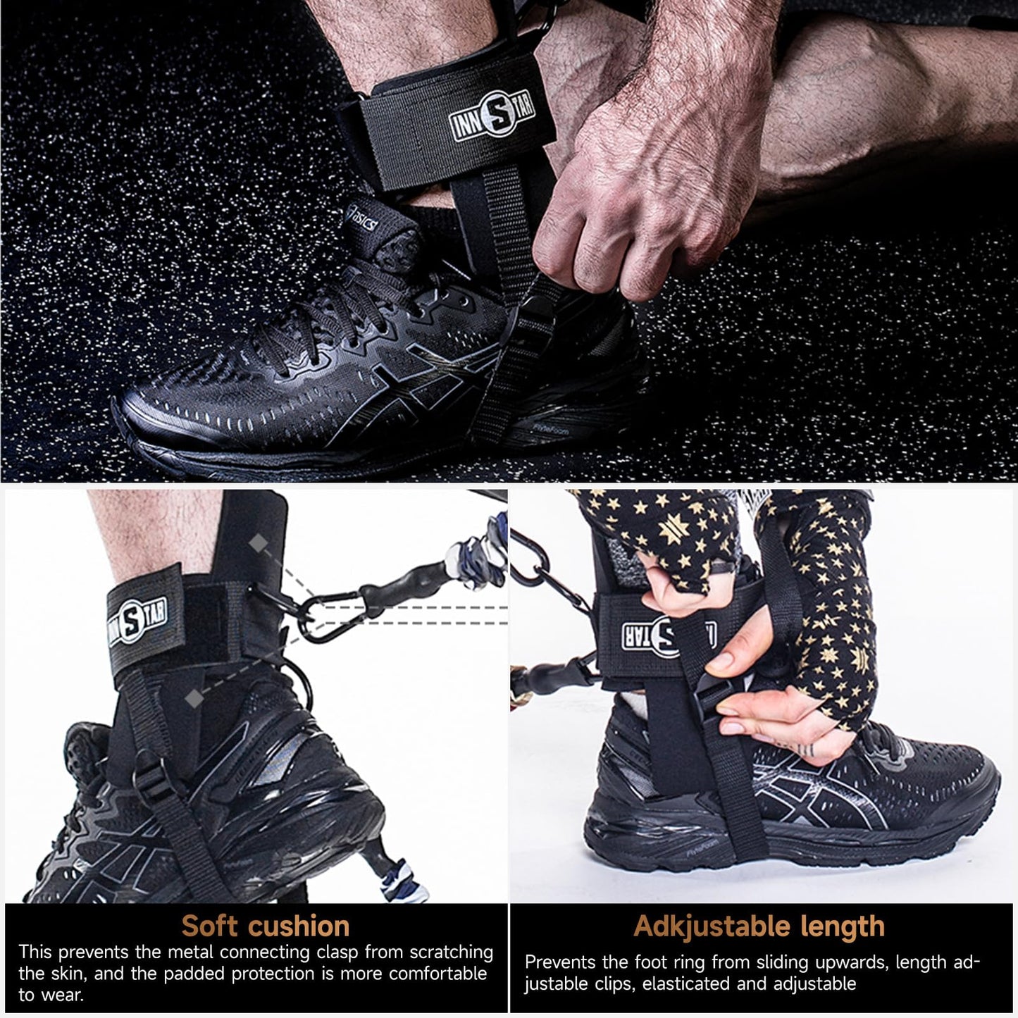 INNSTAR Vertical Jump Trainer Leg Strength Resistance Bands Set for Basketball Triple Jump Football Volleyball Training Provide, Easy to Carry, Substitute for Plyometric Jump Box (Passion-50LB)