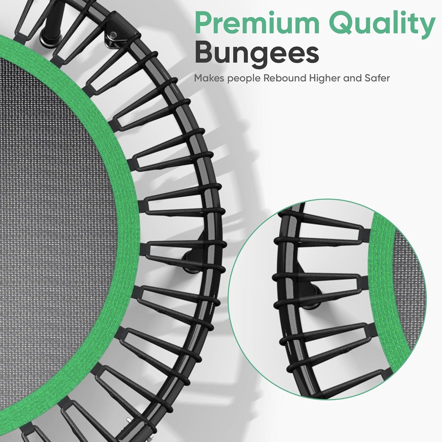 HYD-Parts 40"/48“ Rebounder Trampoline for Adults with Bungee Cords, Portable Fitness Exercise Mini Trampoline, Small Rebounder Indoor/Outdoor, Quiet Workout Equipment, 450lbs/550lbs