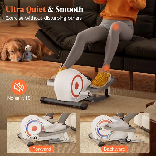 Under Desk Elliptical Machine, Electric Ellipse Leg Exerciser as Seen on TV for Seniors with 8 Adjustable Speeds, Quiet & Portable (White)