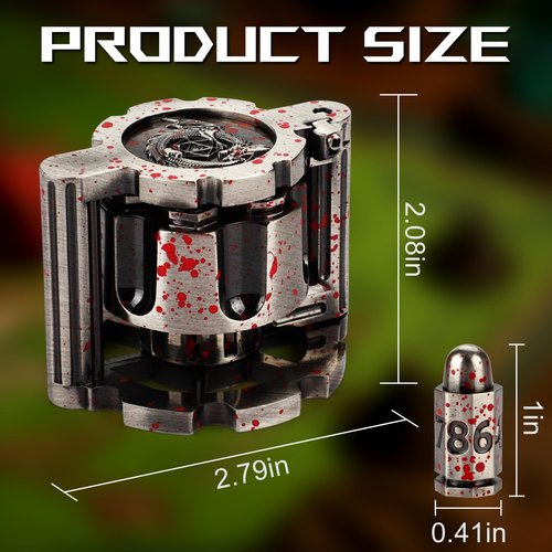 HTSHO Bullet Dice Set Revolver, 7 in 1 Unique Metal DND Spinning Dice, Polyhedral Dice Set for Dungeons and Dragons (Silver)