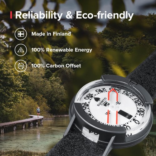 SUUNTO M-9 Wrist Compass, Northern Hemisphere, Multifunctional Compass with Velcro Wristband, Compact Waterproof Navigation Comapss for Hiking & Adventure, Black