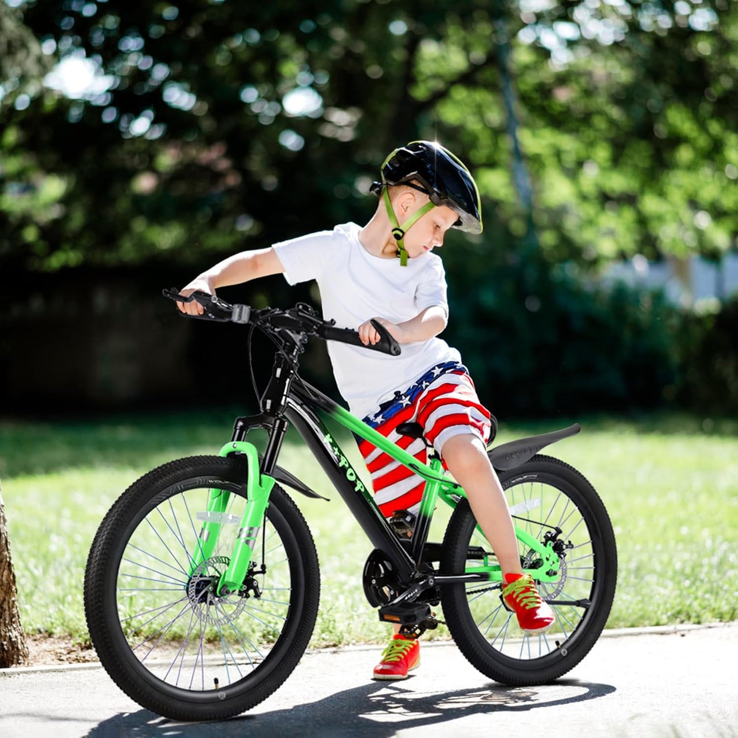 20 Inch/24 Inch Kids Mountain Bike,Single Speed Kid Bicycles for Boys & Girls Ages 8-12,Front Suspension Fork Kids' Bicycles with Dual-Disc Brake,Front and Rear Disc Brakes
