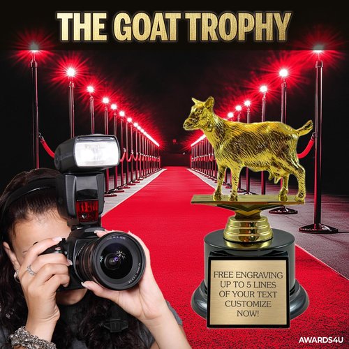 The Goat Trophy - Customizable with Engraved Plate - Award for The G.O.A.T. - Funny Recognition Trophies for Winner, Boss, Friends, Contest Winners and Fantasy Football