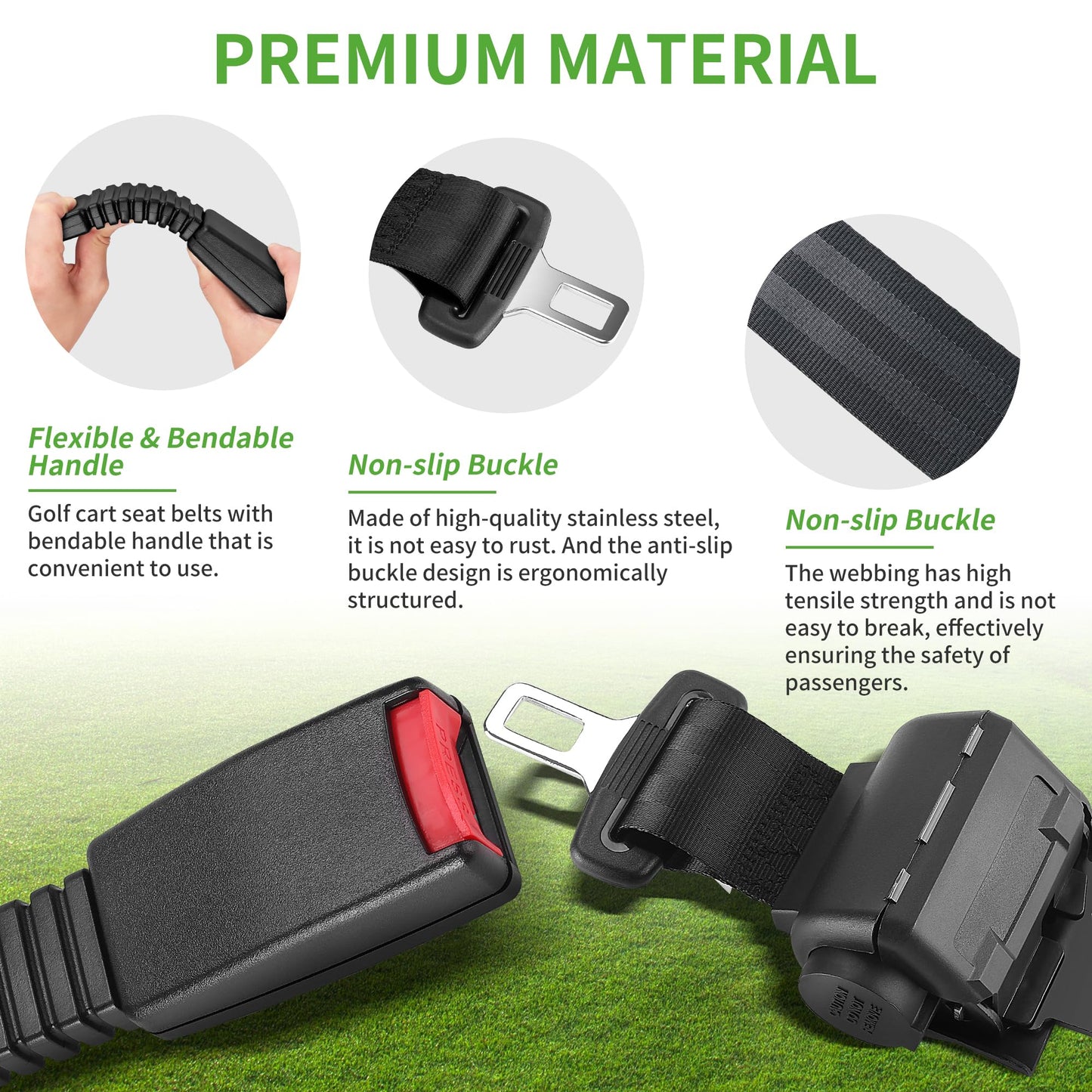 10L0L Universal 4 Passenger (2+2) Golf Cart Seat Belt Kit for EZGO, Yamaha, Club Car, Fits Front Rear Seat, with Bracket