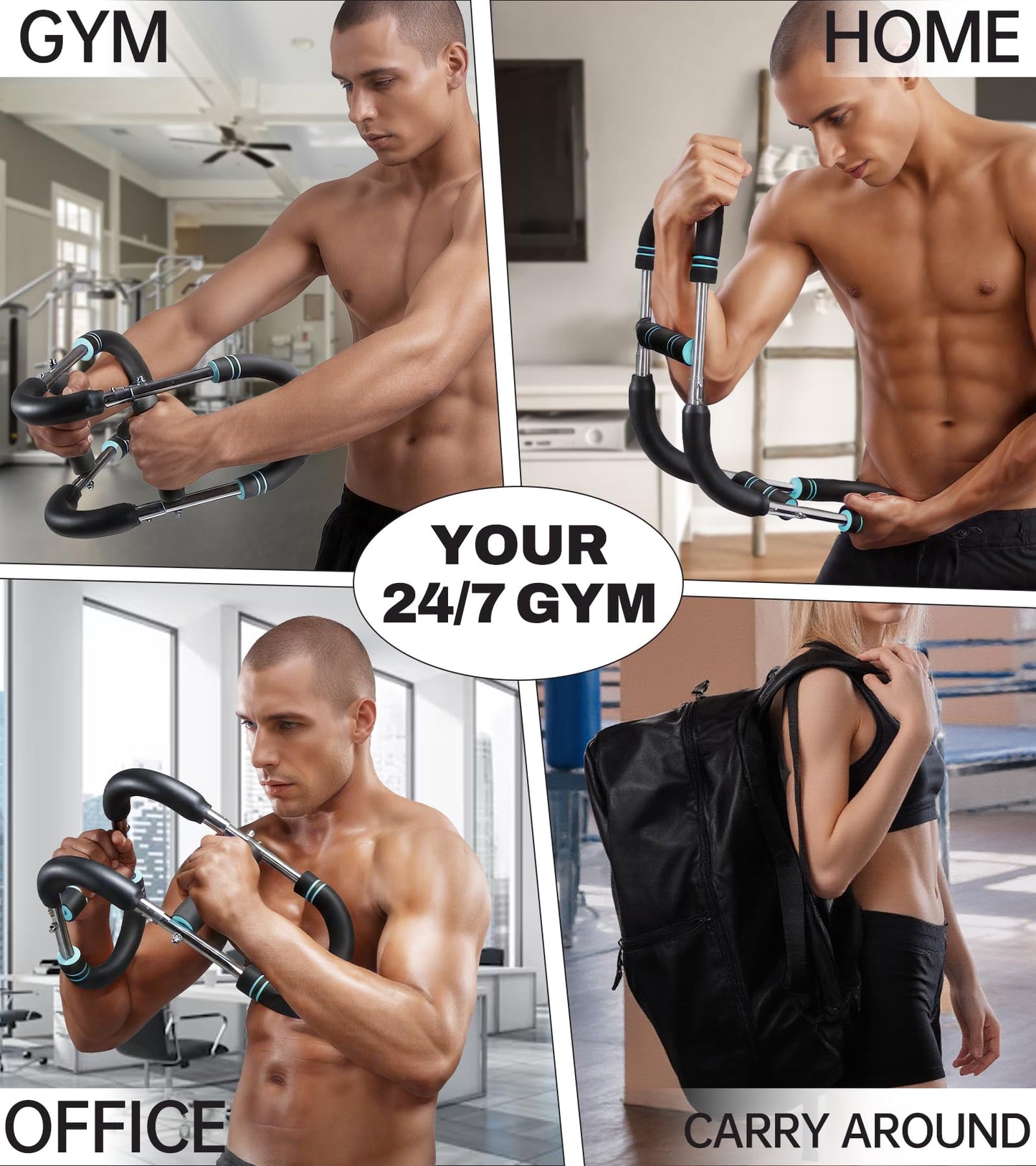 2025 Pro Twister Arm Trainer - 40-100lb Gorilla Bar for Men, Adjustable Chest Workout Equipment & Forearm Strengthener, Multi-Directional Muscle Trainer, Portable Spring Resistance for Home & Gym