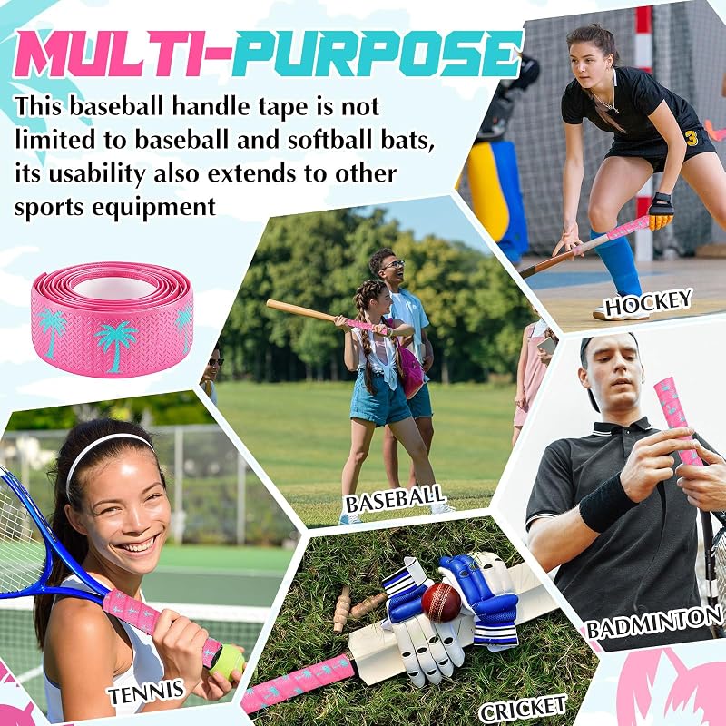 Pushglossy Pink Palms Bat Grip Tape - 1.5mm Non-Slip Baseball/Softball Grip