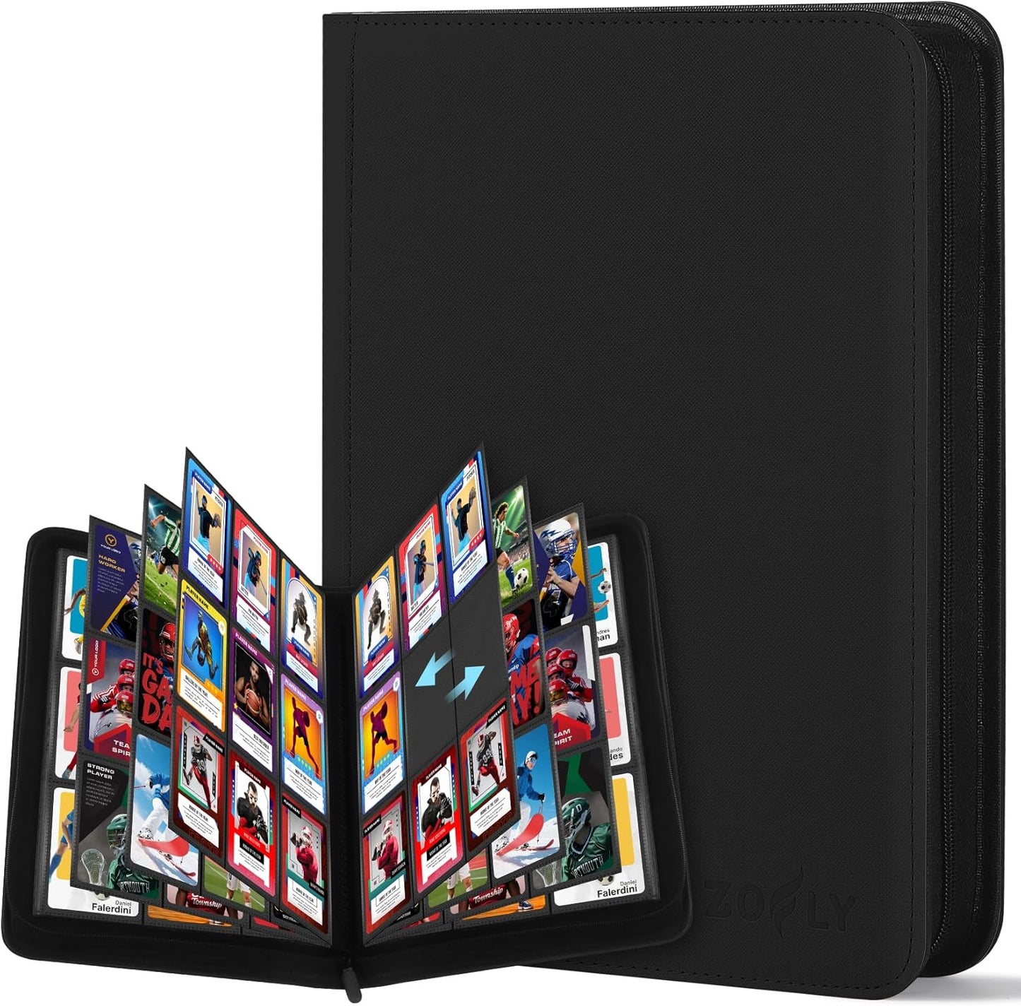 12 Pocket Card Binder, Zipper Trading Card Binder, 720 Large Capacity Side Loading Non-Ring Card Album, Double Sided Acid-Free Card Protector Binder, Card Collection for TCG, MTG, Sport Card, Pink