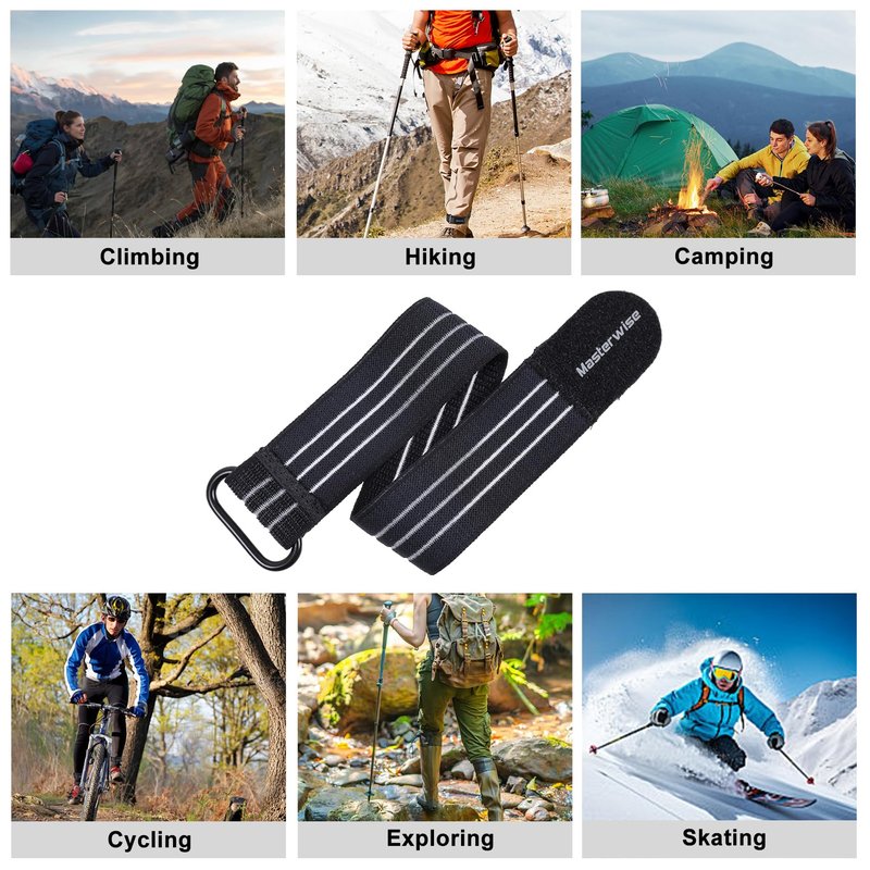 Masterwise 2PCS Adjustable Elastic Ankle Straps, Boot Straps for Cowboy Boots, Pant Leg Straps for Biking, Hiking, Fishing, Hunting, Traveling, Fits Men&Women (Black)