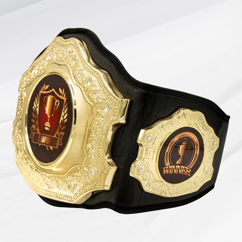 HANDSY Die Cast Heavy Championship Belt Adult – Real Leather Trophy Belt for Sports, Awards, Gifts, Events, Wrestling, and Prizes
