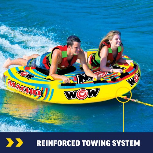WOW Sports Macho Combo Towable Tubes for Boating, Accessories for Tubing, Water Tube for Boats - Double Seater 2 Person 340 lbs Capacity