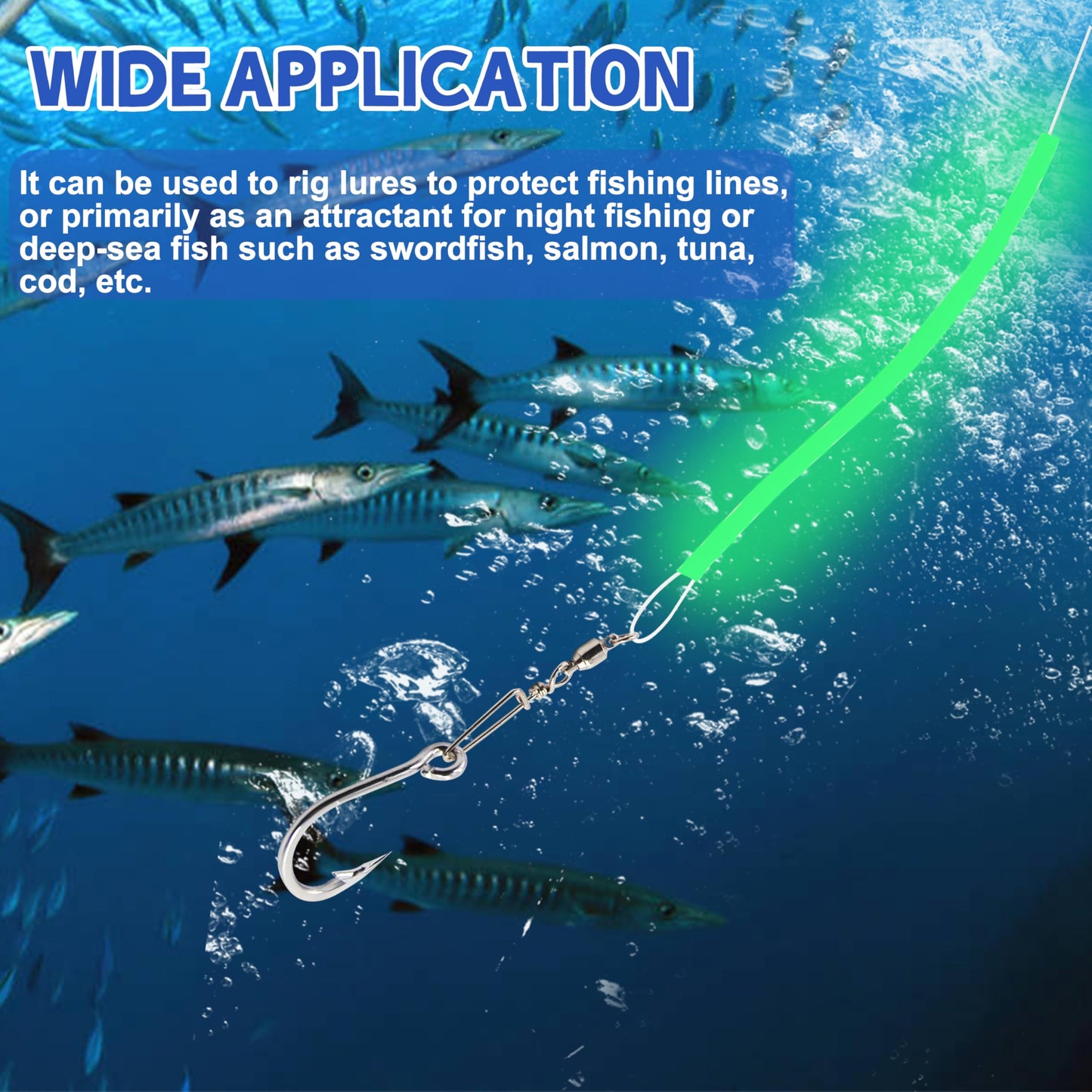 16.4ft Fishing Glow Tube, Green Luminous Deep Sea Soft Plastic Tube Gear for Night Fishing Deep Drop Rig